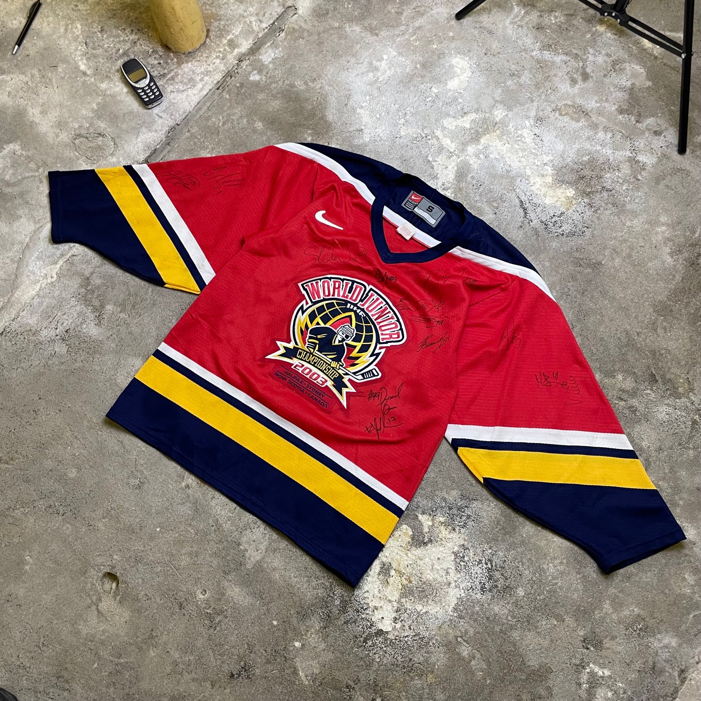 2003 Autographed World Junior Hockey jersey (S)