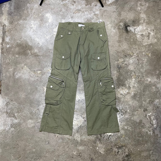 Y2k Baggy olive cargos (S)